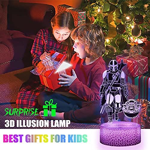 3D Illusion Night Light for Kids, LED Desk Lamp 3 Patterns & 16 Color Change Decor Night Light, Xmas Birthday Gifts for Boy and Girl