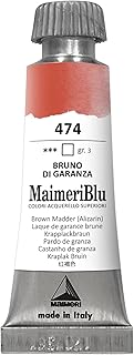 MaimeriBlu 12ml Single-Pigment Watercolor Paint - Brown Madder (Alizarin) PR206 Professional Watercolor Paint - Lightfast and Transparent Watercolor Paint Tube for Artists