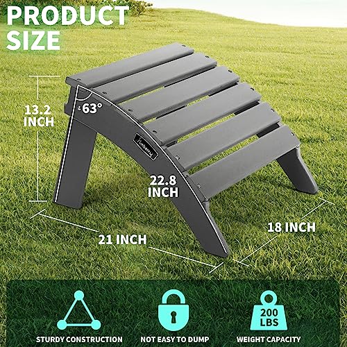 FUNBERRY Folding Adirondack Ottoman, HDPE All Weather Outdoor Foot Rest, Easy Storage Patio Footstool, Ottomans and Footstools for Outside - Thumbnail 4