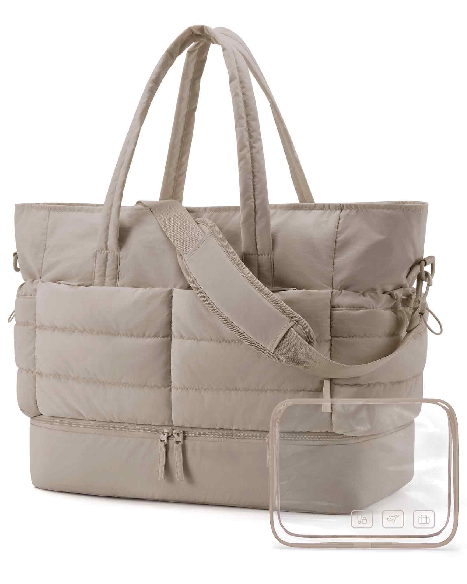 bagsmartDouble Duffel Bag, Gym Bag for Women, Camel, 18.5 pulgadas x 8.3 pulgadas x 19.3 pulgadas, Modern, Elegant