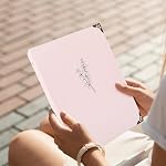 3 Beurre à anneaux 1 1 cm - Binder esthétique avec 2 Poches intérieures pour papier à lettre, organisateur de pinces à papier à découper décorative pour fournitures de bureau scolaires, floral, rose pastel