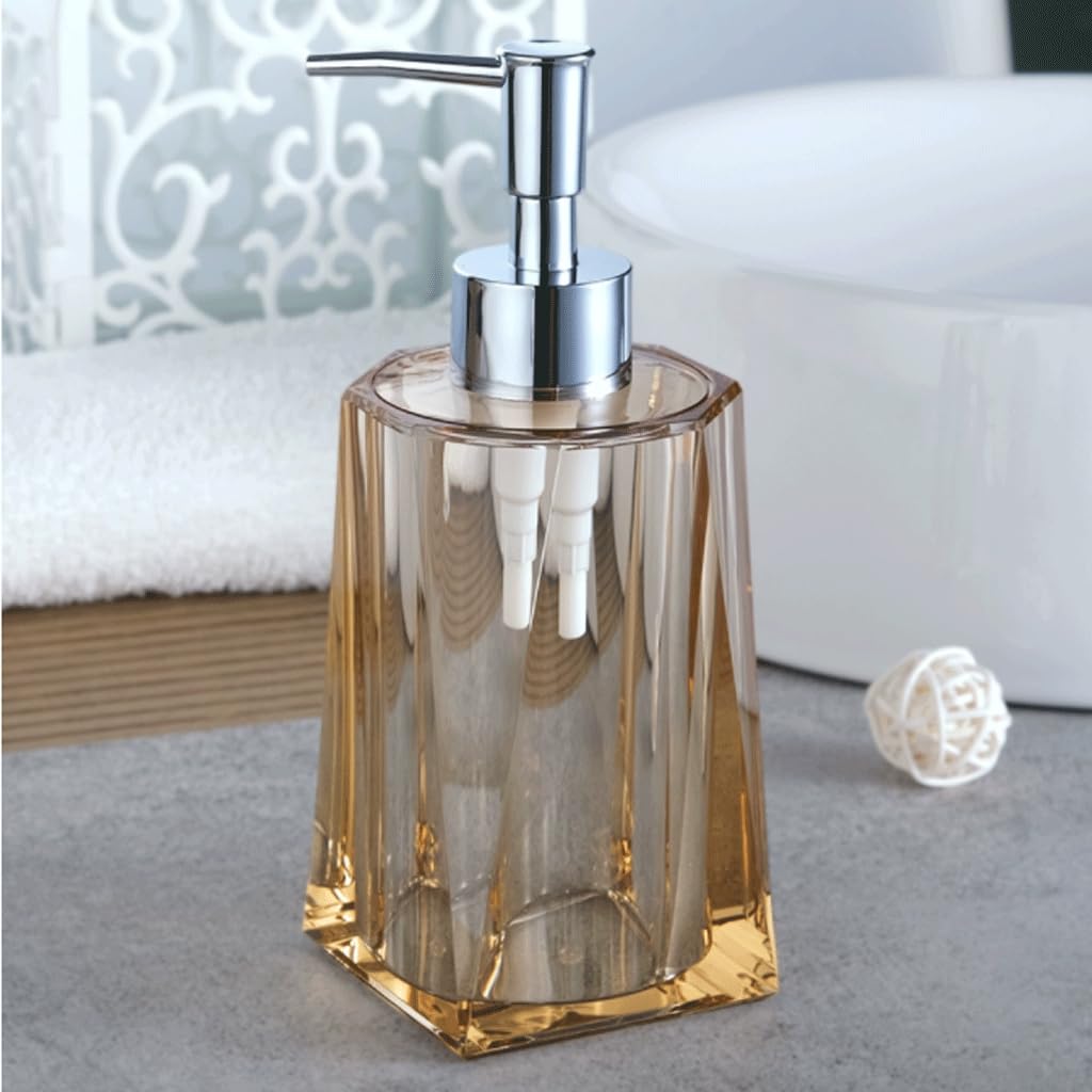 Dispenser di sapone, flaconi con dispenser a pompa, contenitore for sapone liquido da banco, dispenser in plastica placcata, bottiglia in resina da 250 ml/8,7 once (Color : Gold)