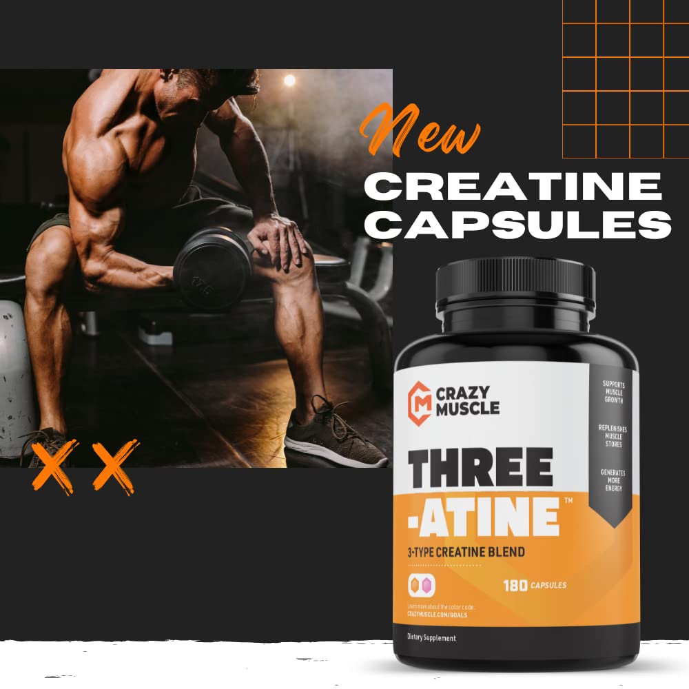 Buy Creatine Monohydrate Capsules by Crazy Muscle Easy to Swallow