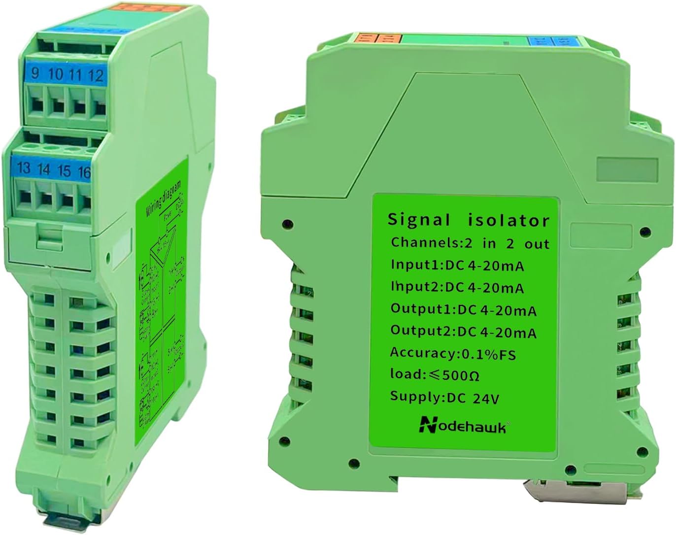 Signal Isolator DC 24V,PLC Detect Signal Conditioner,Module Analog Output(2 in 2 Out 4-20mA Turn 4-20mA)