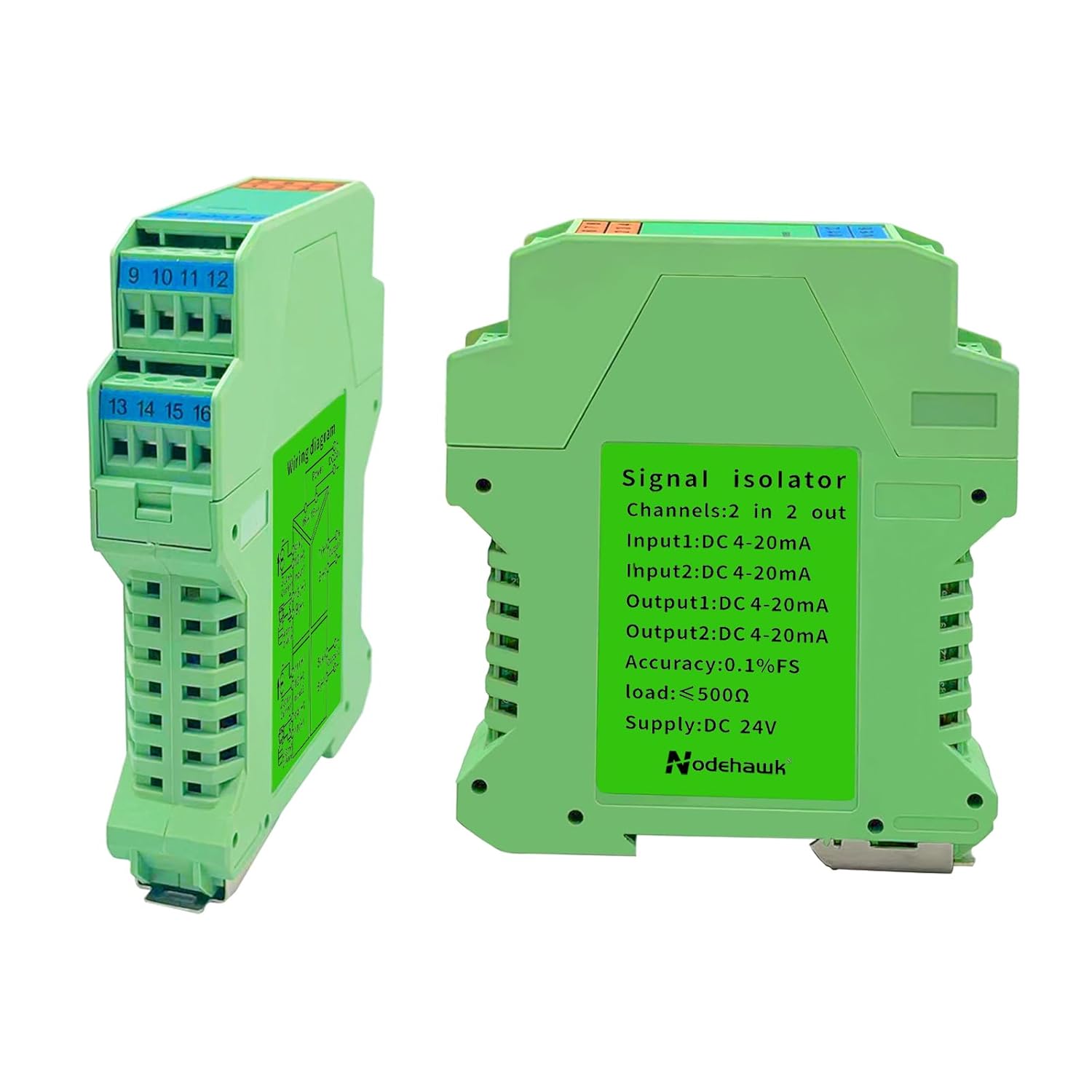 Signal Isolator DC 24V,PLC Detect Signal Conditioner,Module Analog Output(1 in 2 Out 4-20mA Turn 4-20mA)