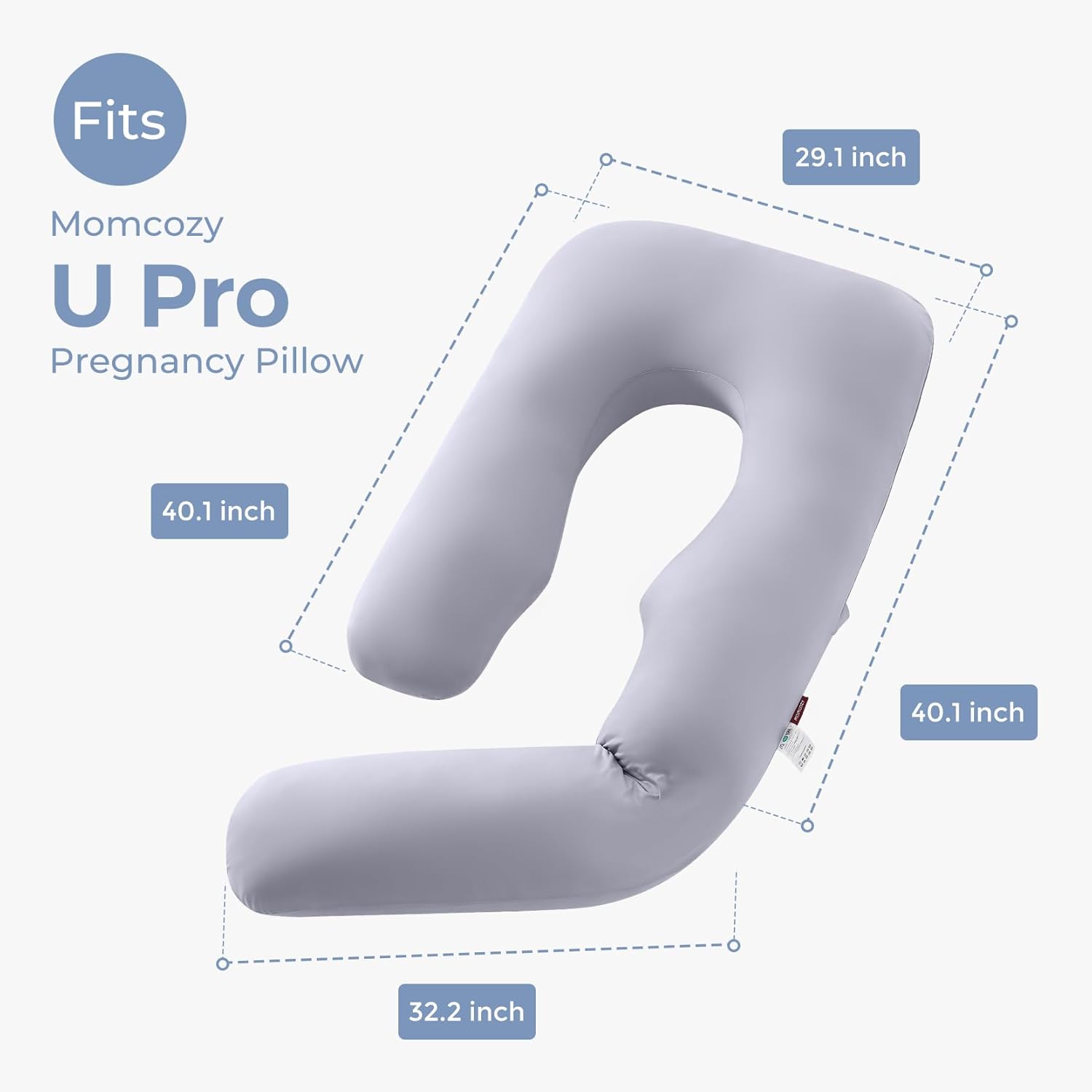 Momcozy Cooling Pregnancy Pillow Cover for Dreamlign U Pro Maternity Pillow for Sleeping, Adjustable Leg Pillow, Support for Back, Hip, Belly for Pregnant Women, 50-72 in Body Pillow, Only Pillowcase