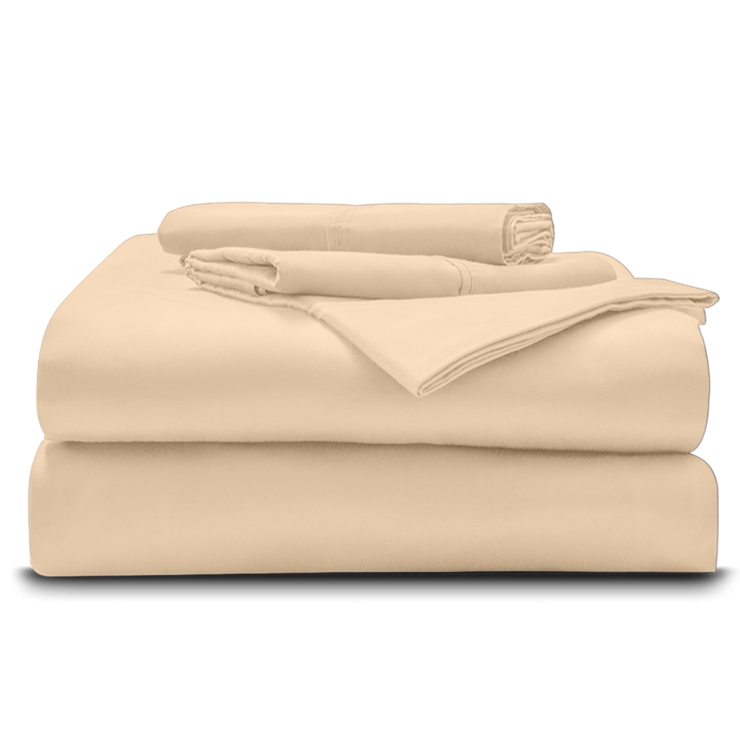 Texas King - 80" x 98" Size Luxury 600 Thread-Count 100% Egyptian Long Staple Cotton Sheets Set Sheet Set Soft &amp; Silky Sateen Weave 21" Extra Deep-Pockets - Texas King, Peach
