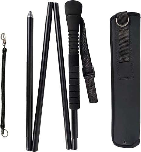 Aventik Bastón de Vadeo Plegable Señal de Advertencia de Profundidad de Agua con Núcleo de Acero Inoxidable Recubierto y Cuerpo de Aluminio T7075