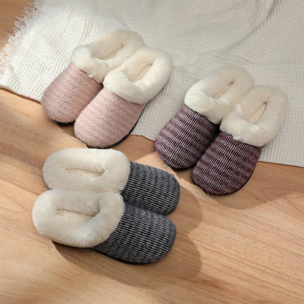 Kid's Girl Memory Foam Comfort Plush Fleece Lined House Slipper - Mohair Upper Clog - Soft & Comfortable - Image 2