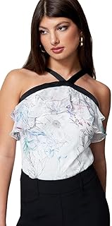 بيبي بلوزة منسوجة بكشكشة مطبوعة بحمالات متباينة