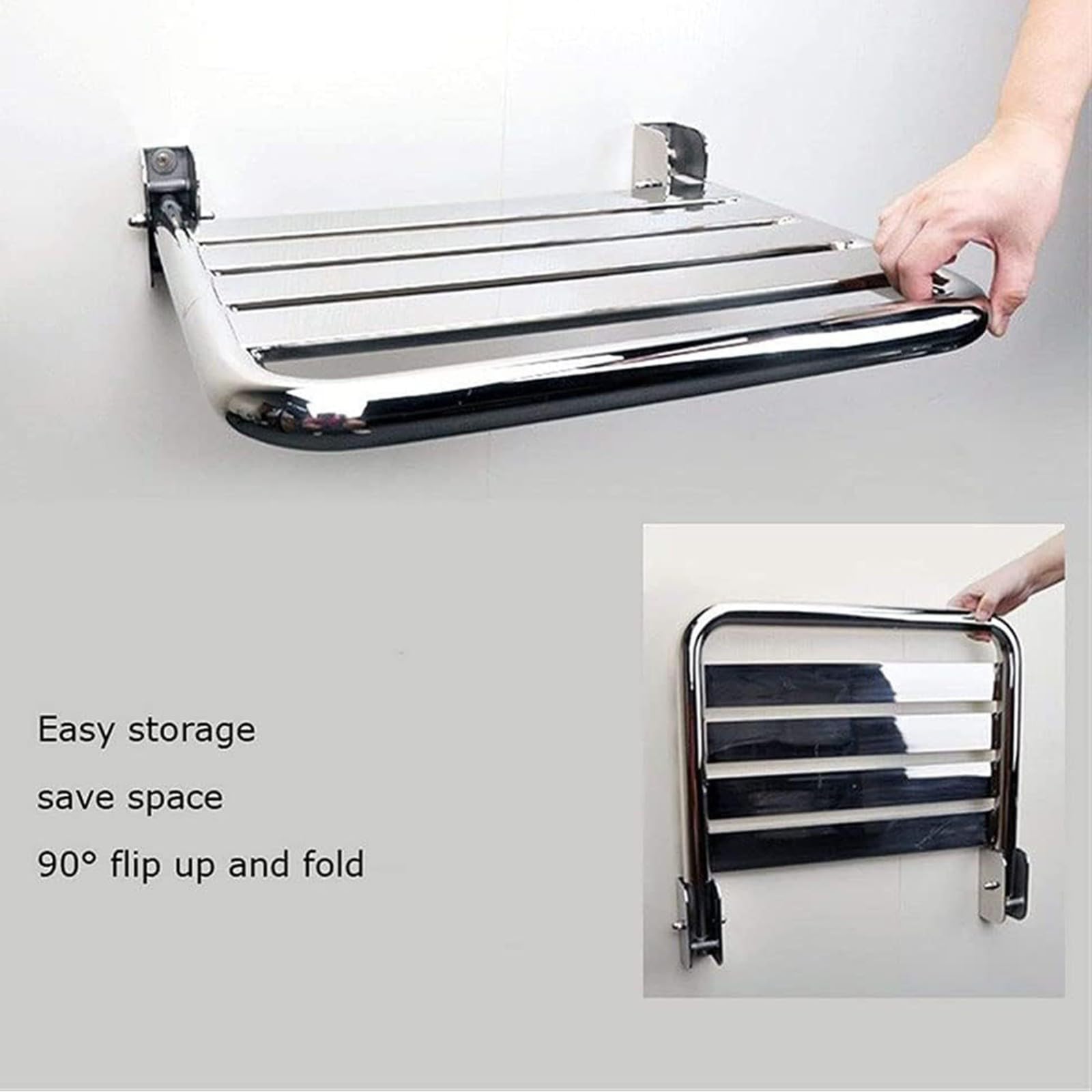 Silla Ducha Plegable Acero Inoxidable,Asiento Ducha Plegable Pared Montada,Taburete de baño,Silla Abatible Ducha Montado en la Pared,Silla Antideslizante Plegable Cuarto Baño para Discapacitado