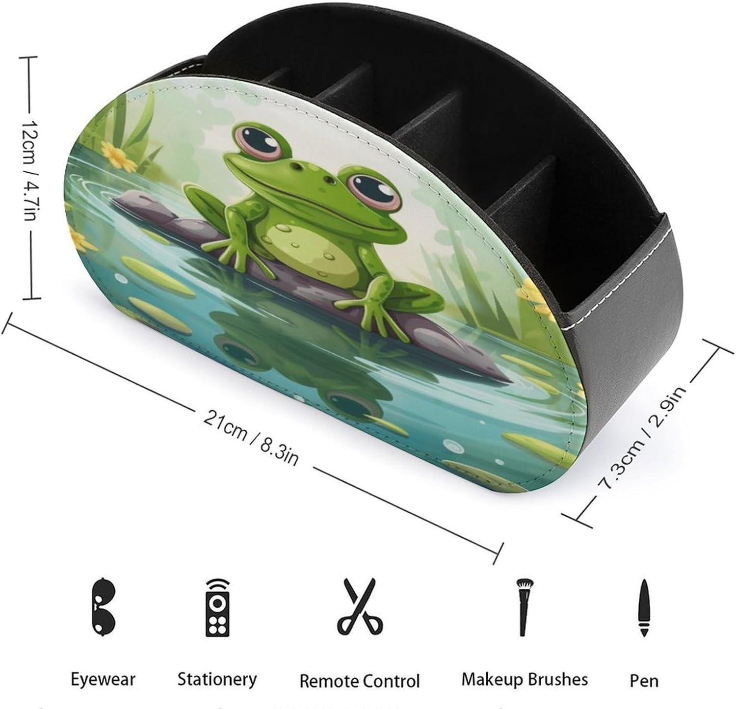 TV Remote Control Holder, 5 Compartments, Frog In A Pond image 2
