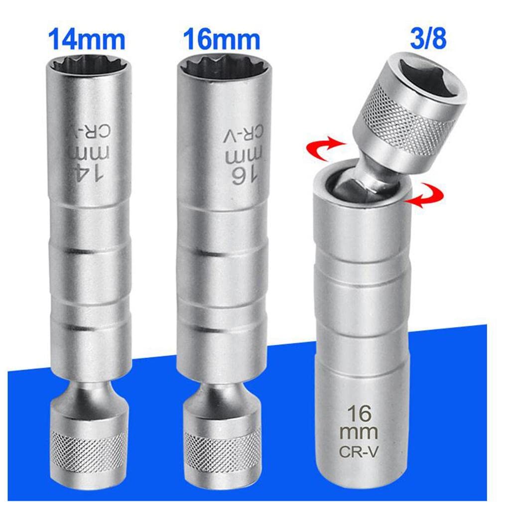 1 Pieza Encaje de Bujía Llave Adaptador Magnético Giratorio Herramienta Extracción Pared Delgada de Acero Adecuado para Uso Automotriz Taller Mecánico, 5 piezas