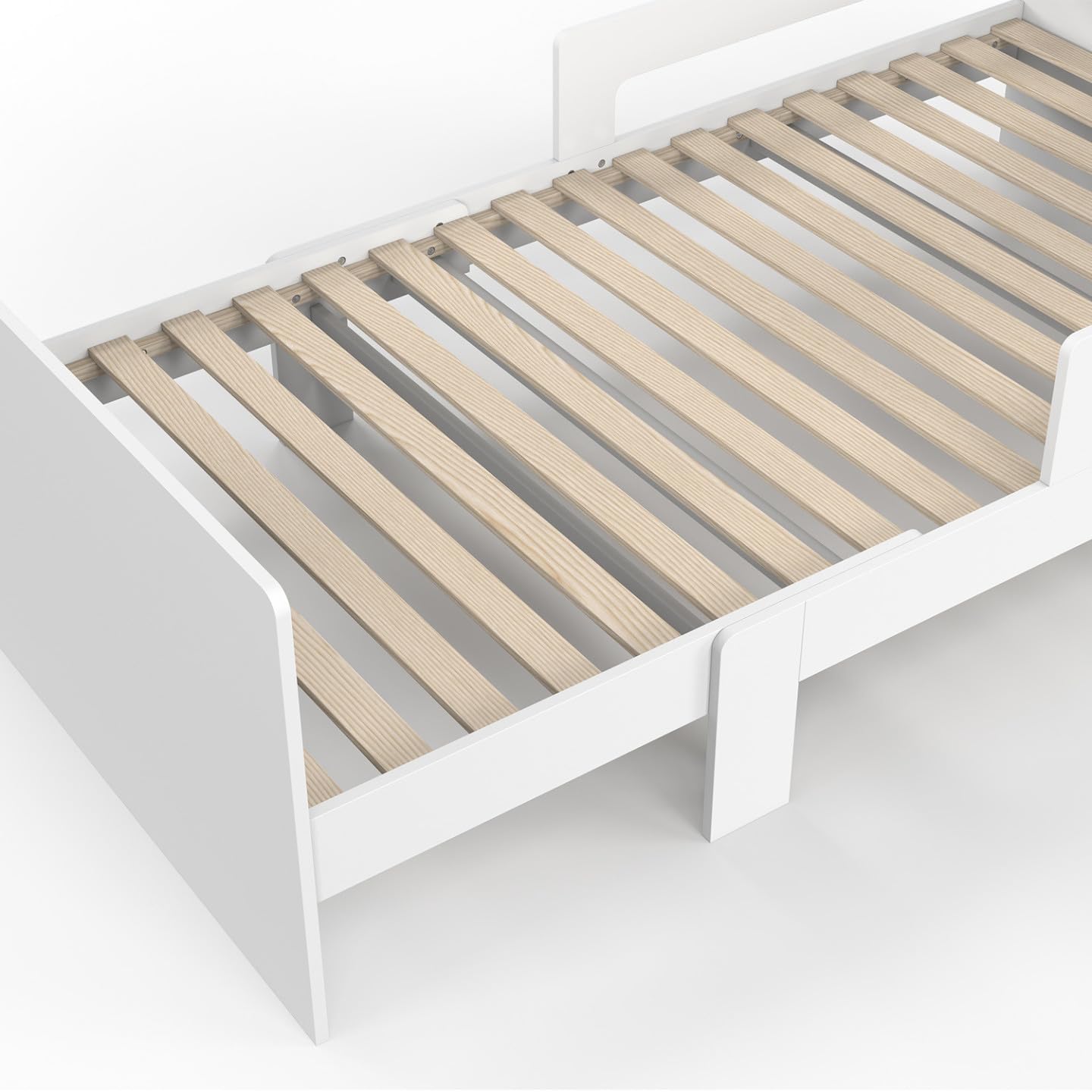IDMarket - Lit Simple évolutif Gaspard 90 x 140/190 cm avec sommier et barrières Bois Blanc