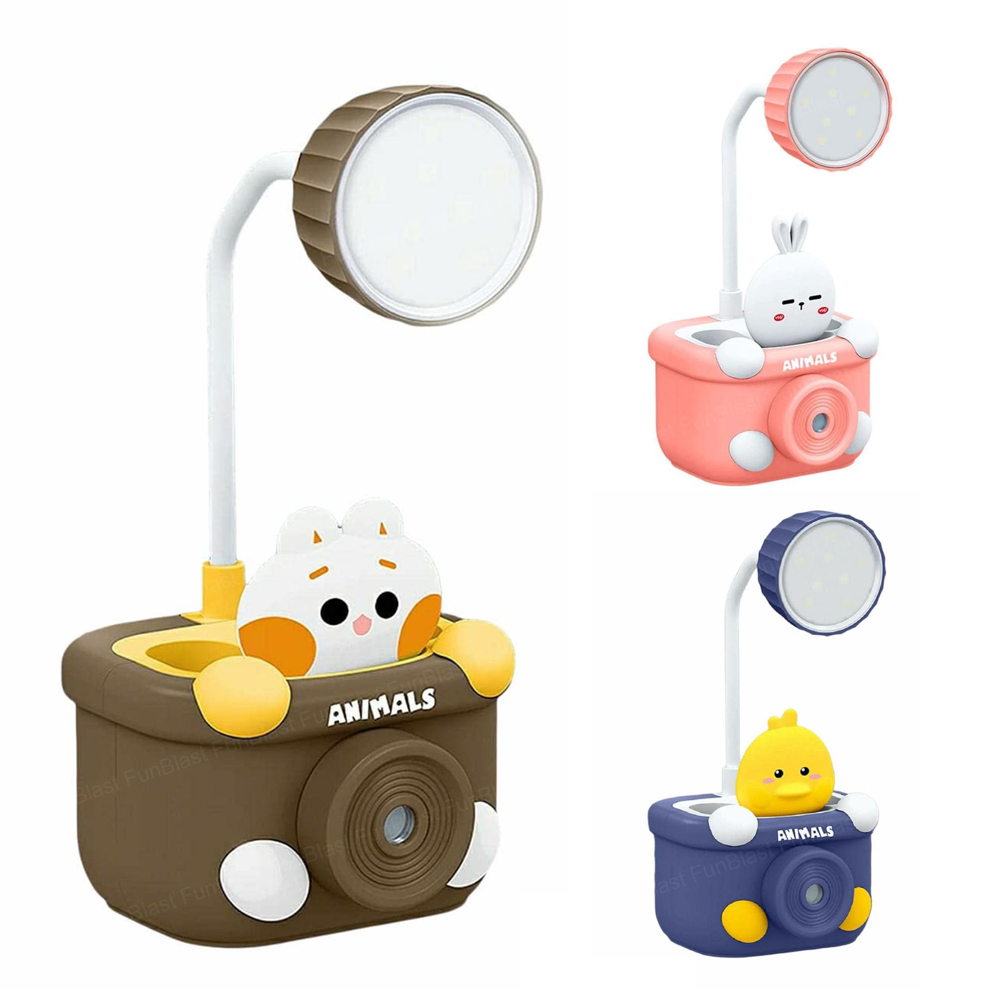 FunBlast Table Lamp - Rechargeable Desk Lamp with Pen Holder & Sharpener, Study Desk Light for Study Room / Home / Office (Pack of 1 Pcs, Random Color)-image-2
