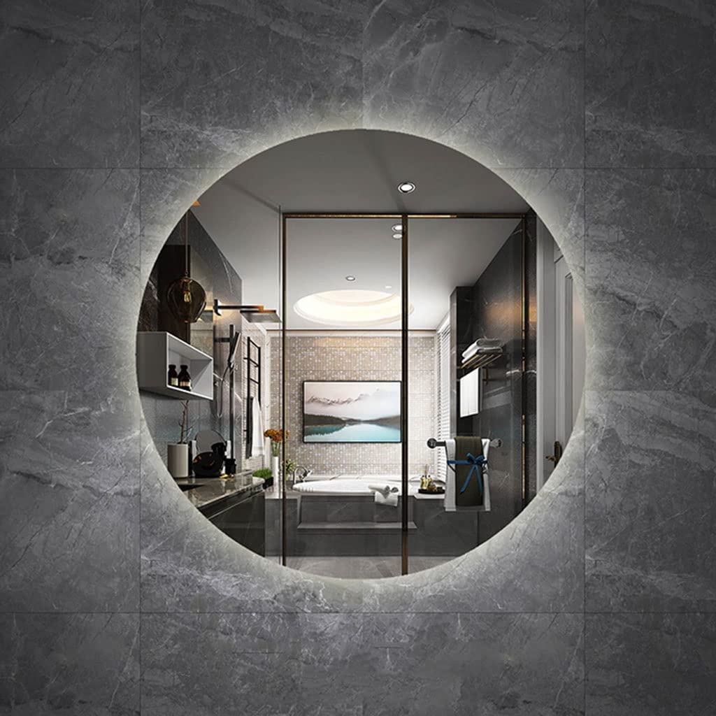 Specchio da bagno illuminato a LED retroilluminato con luci Specchio da parete per trucco da bagno illuminato rotondo (Color : Warm light, Size : 90cm Backlight mirror)