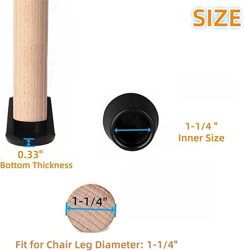 Miniatura 85 de Furnigear Tapas para patas de silla, puntas de goma antideslizantes de 1-1/2 pulgadas de diámetro interior, protectores de suelo redondas blancas