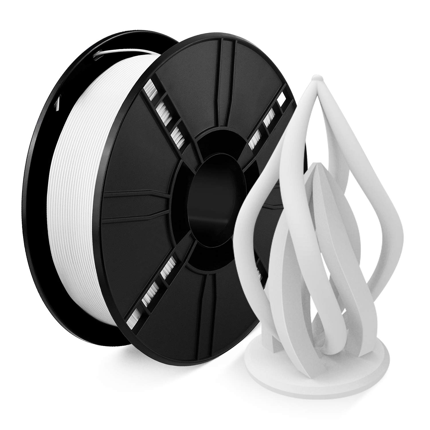 TwotreesPLA 3D Printer Filament, PLA Filament 1.75 mm Dimensional Accuracy +/- 0.02 mm, 1 KG Spool, PLA White