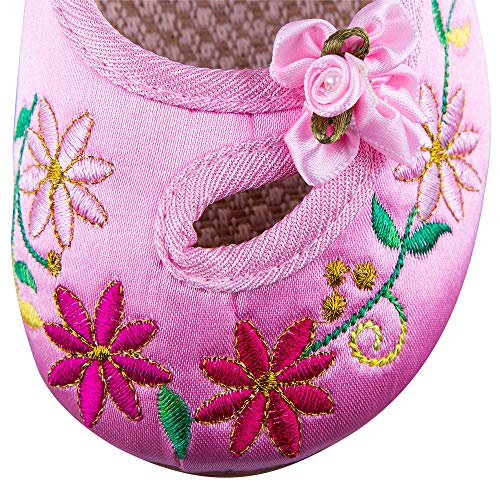 Hello Shero Girls Gorgeous Mary-Jane Ballet Pumps Comfortable Low Heel Round Toe Flats Floral Embroidery Shoes3