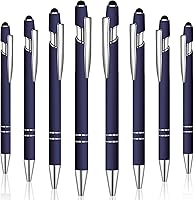 Vista 13 de 8 Pieces Ballpoint Pen with Stylus Tip Black Ink 2 in 1 Stylus Metal 1.0 mm Medium Point Smooth Pen Rainbow Colorful Rubberized Ballpoint for Touch