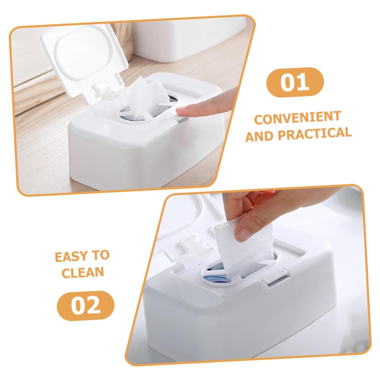 WOONEKY Distributeur de Lingettes Portable 4pcs Léger en Pp Blanc Rechargeable Cuisine et Chambre Bébé Design Simple et Moderne