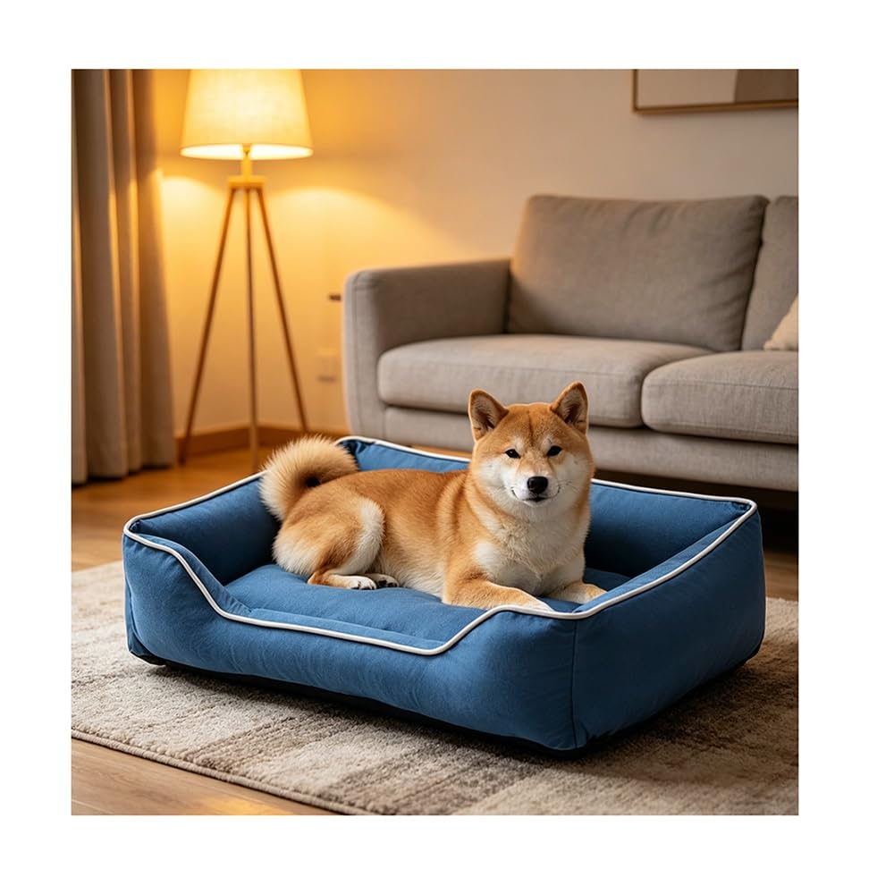 Generico Cuccia Cane Lavabile con Rivestimento Sfoderabile, Letto Antiscivolo con Bordi, Cuccia Rettangolare per Cani Piccoli Medi Grandi Gatti(Small)