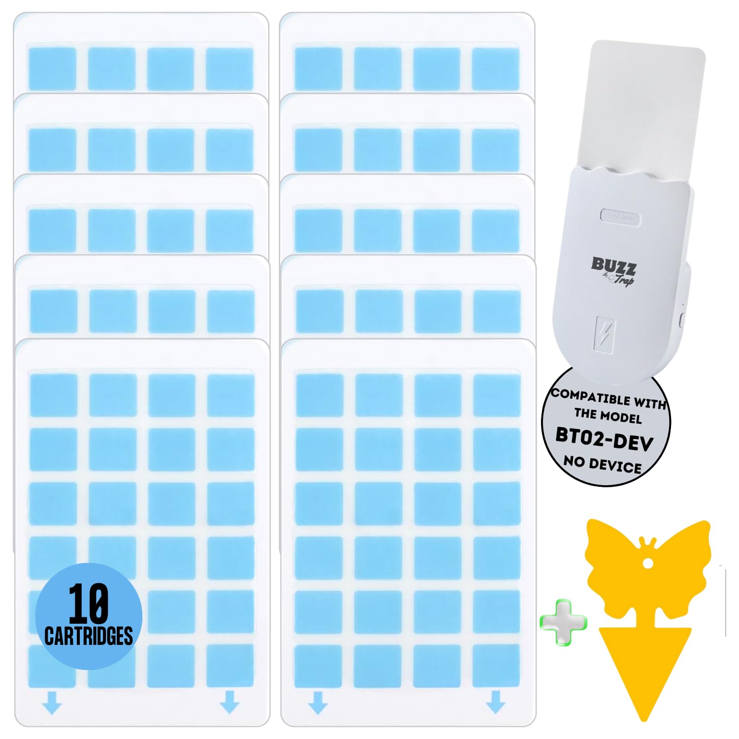 BUZZ TRAPPack of 10 Refill Cartridge, Gnats, Flying Insect Replacement, Indoor Fruit Fly s, Fly Catcher Indoor, Fly s for Home, Kit Compatible with for BT02-DEV Plug-in Light