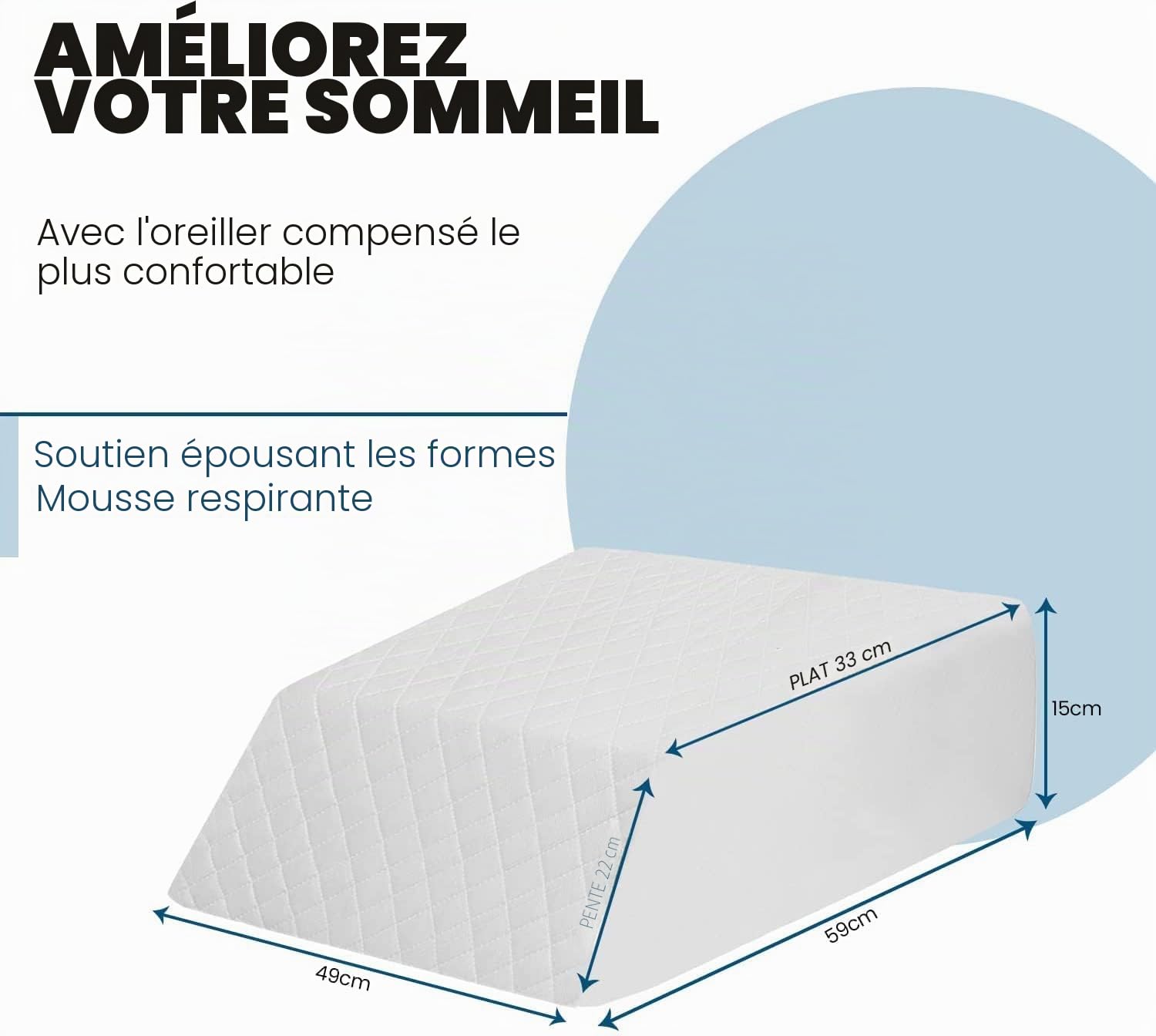 Coussin de levage de jambe pour dormir après une chirurgie, coussin en mousse pour les jambes et les genoux, améliore la circulation sanguine, comprend une housse amovible