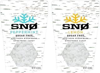 Peppermint and Lemon KETO Xylitol Candy Chips - SNØ 1LB Bag - Sugar-Free Candy With Only 2 Ingredients | Low Carbs, Diabet...