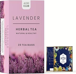 Lavender Tea Herbal Infusion Tea, 20 Herbal Tea Bags, Herbal Tea for Sleep and Skin Care, Stress Relief and Anxiety, Agri Club