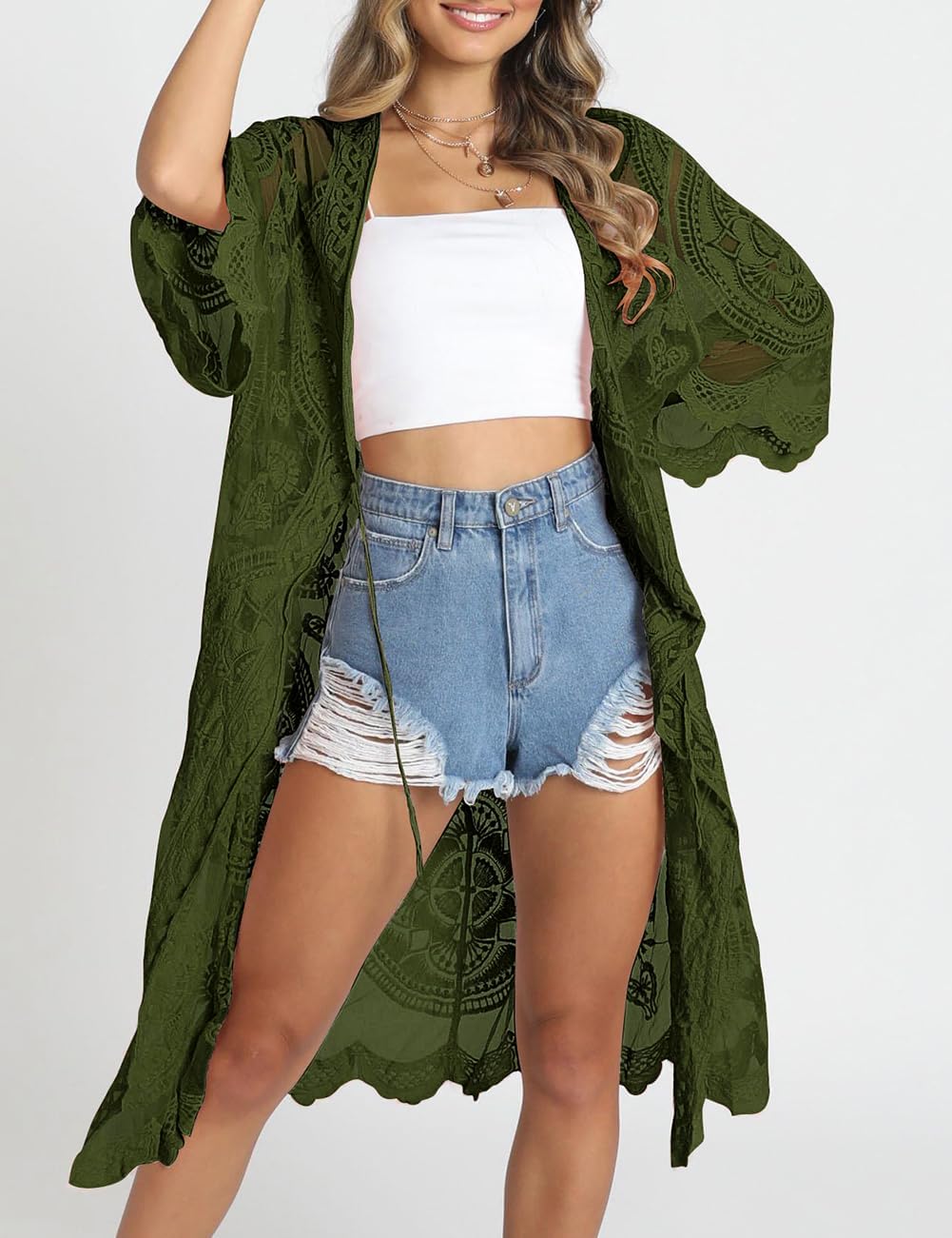 Bsubseach Women Mesh Cardigan Bikini Beach Kimono Open Front Swimsuit Cover Ups Swimwear - Image 4