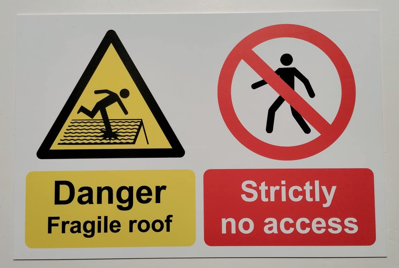 Kpcm Display Ltd Danger Fragile Roof Strictly No Access Safety Sign - 1Mm Plastic Sign - 300Mm X 200Mm