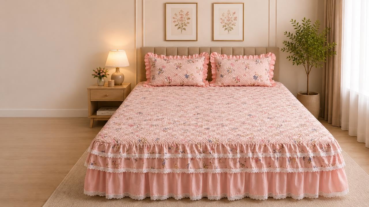 Mehar King Size Pure Cotton Bed Cover with Pillow Covers-image-44
