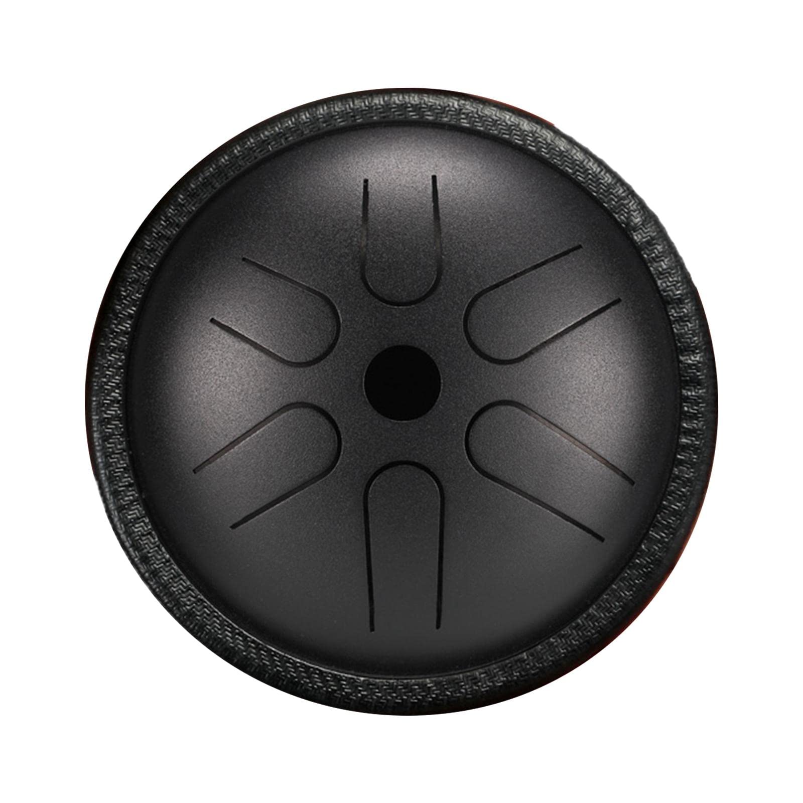 barenx Tambour à langue en métal, 6 notes de 14 cm, percussion de poche, vide pour voyage, loisirs, instrument de musique avec sac de maillets, encre noire