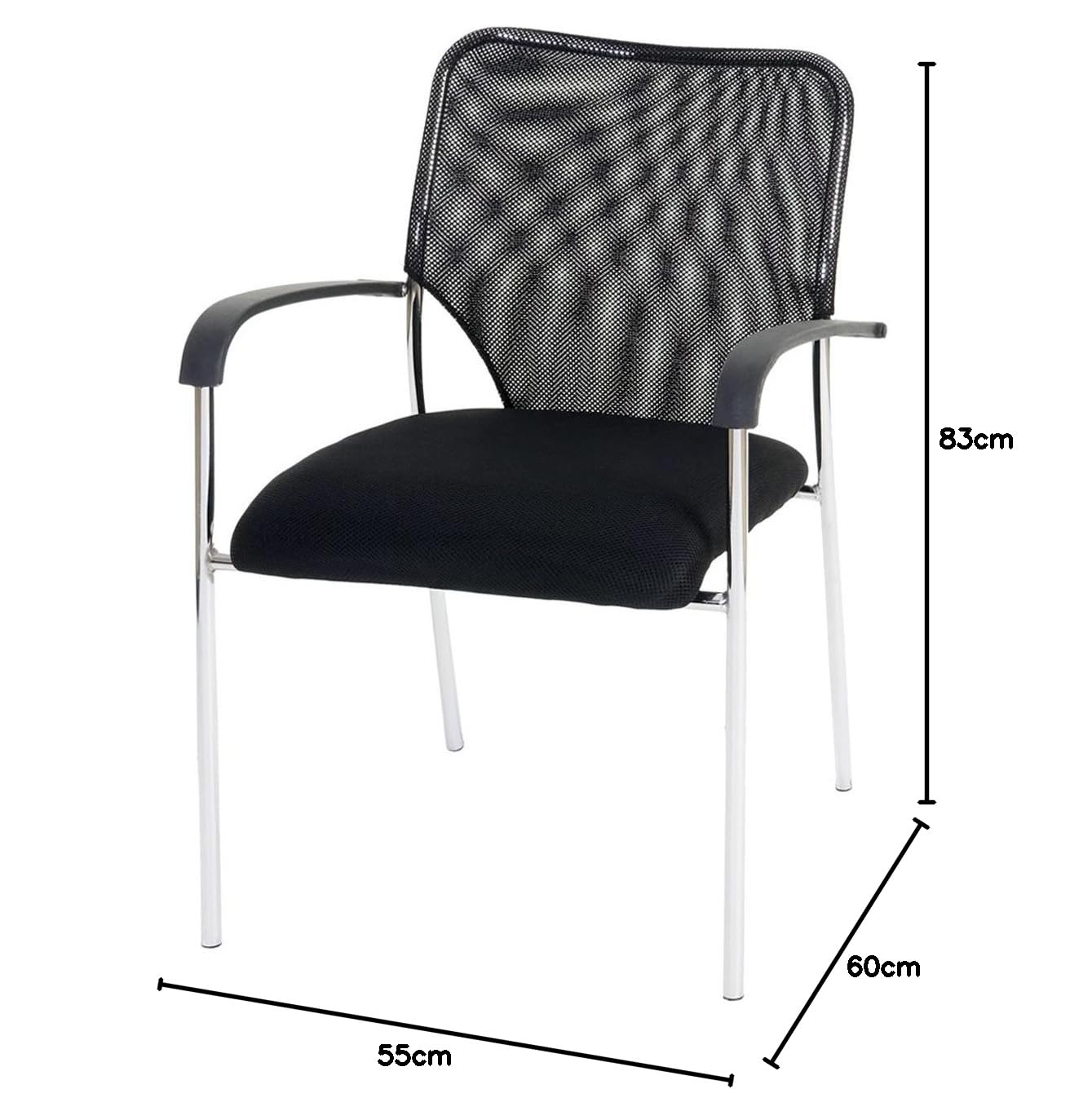 Mendler Lote de 4 sillas de Conferencia/Visitor Tulsa, apilable, Tejido – Asiento Negro, Respaldo Negro