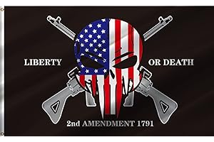 Double Sided Liberty or Death 2nd Amendment 1791 Punisher Flag 3x5FT