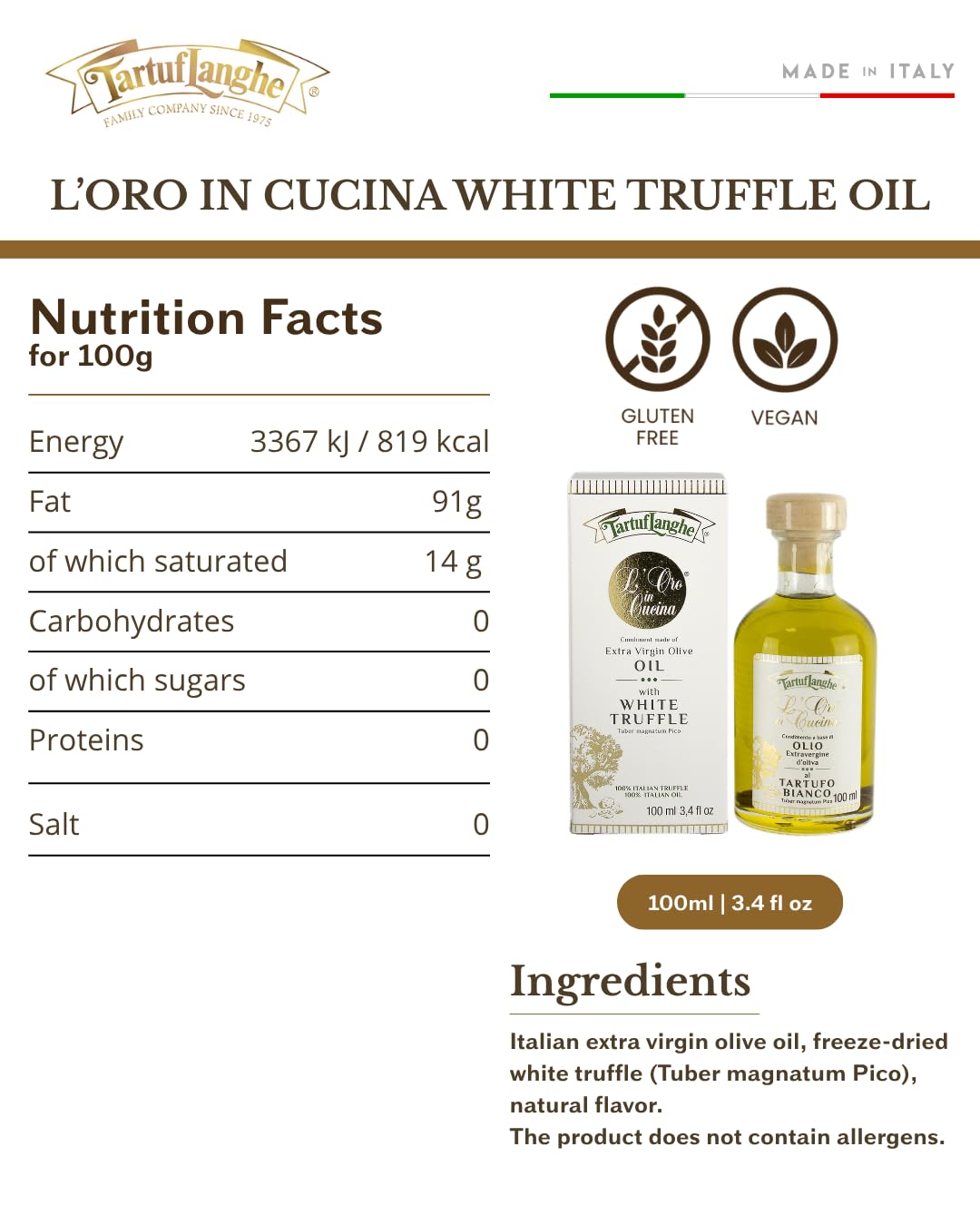 L´Oro Olivenöl Extra Vergine m. weißer Trüffel & Aroma (Trüffelöl), Tartuflanghe, 250 ml