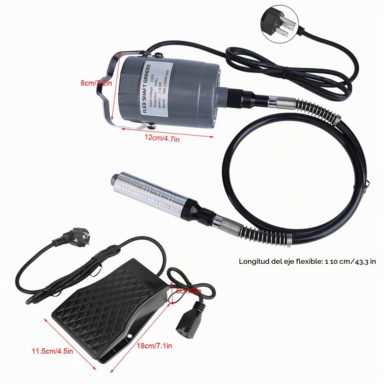 Amoladora de eje flexible, 53 pcs/set Kit de herramienta múltiple rotativa mini Kit de amoladora de eje flexible giratoria eléctrica Amoladora de eje de velocidad variable