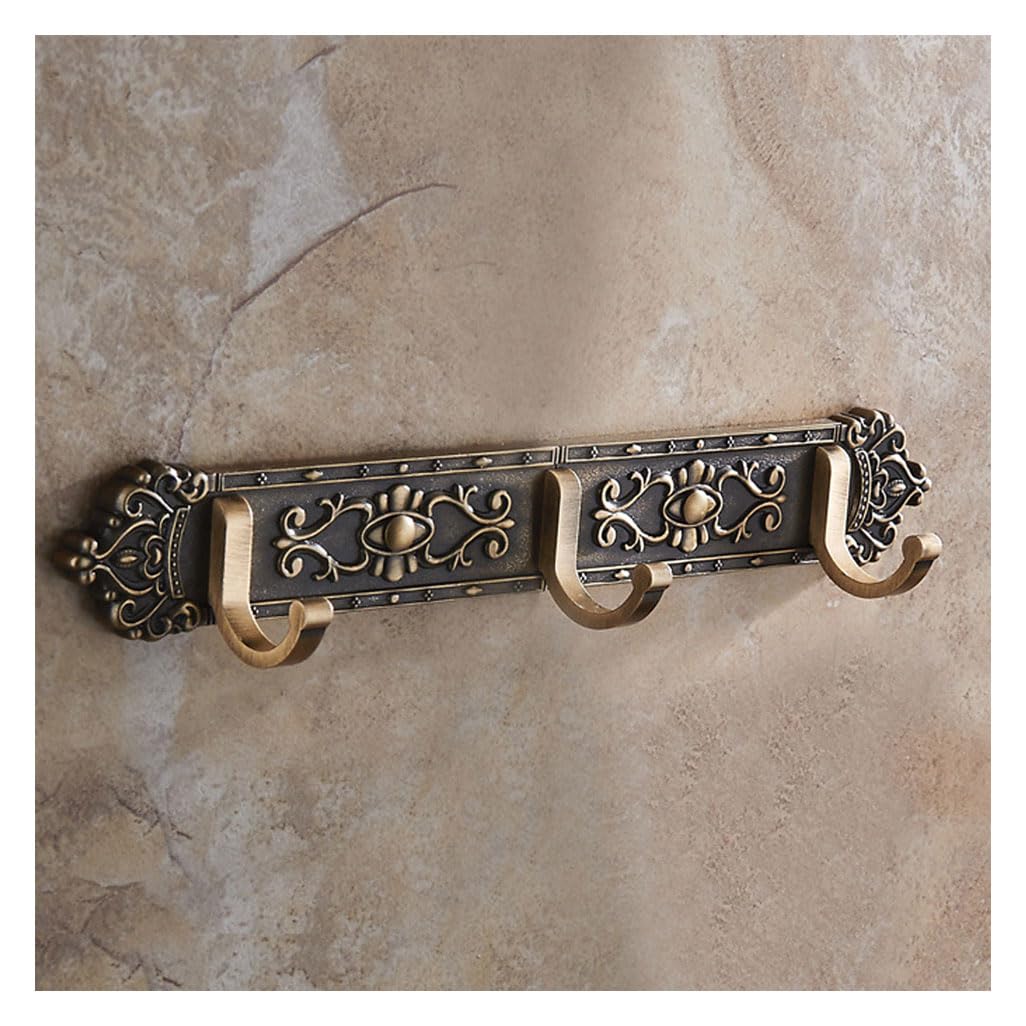 Lmysxaoz Bronze Vintage Metal Coat Rack Wall Mount, Black Aluminum Thickened Hooks Hanging Rail Clothes Towel Racks For Bathroom Entryway Bedroom Behind The Door 3Hook