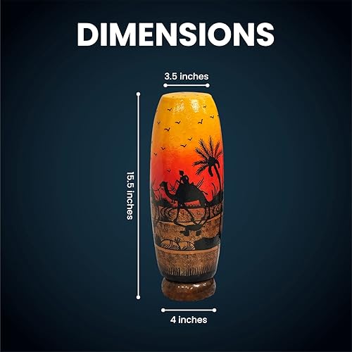 Miniatura 9 de RomanzaPk 16-Inch Handcrafted Camel Skin Lamp - Ethically Sourced, Traditional Artistry Fused with Modern Elegance for Refined Home Decor (Orange,