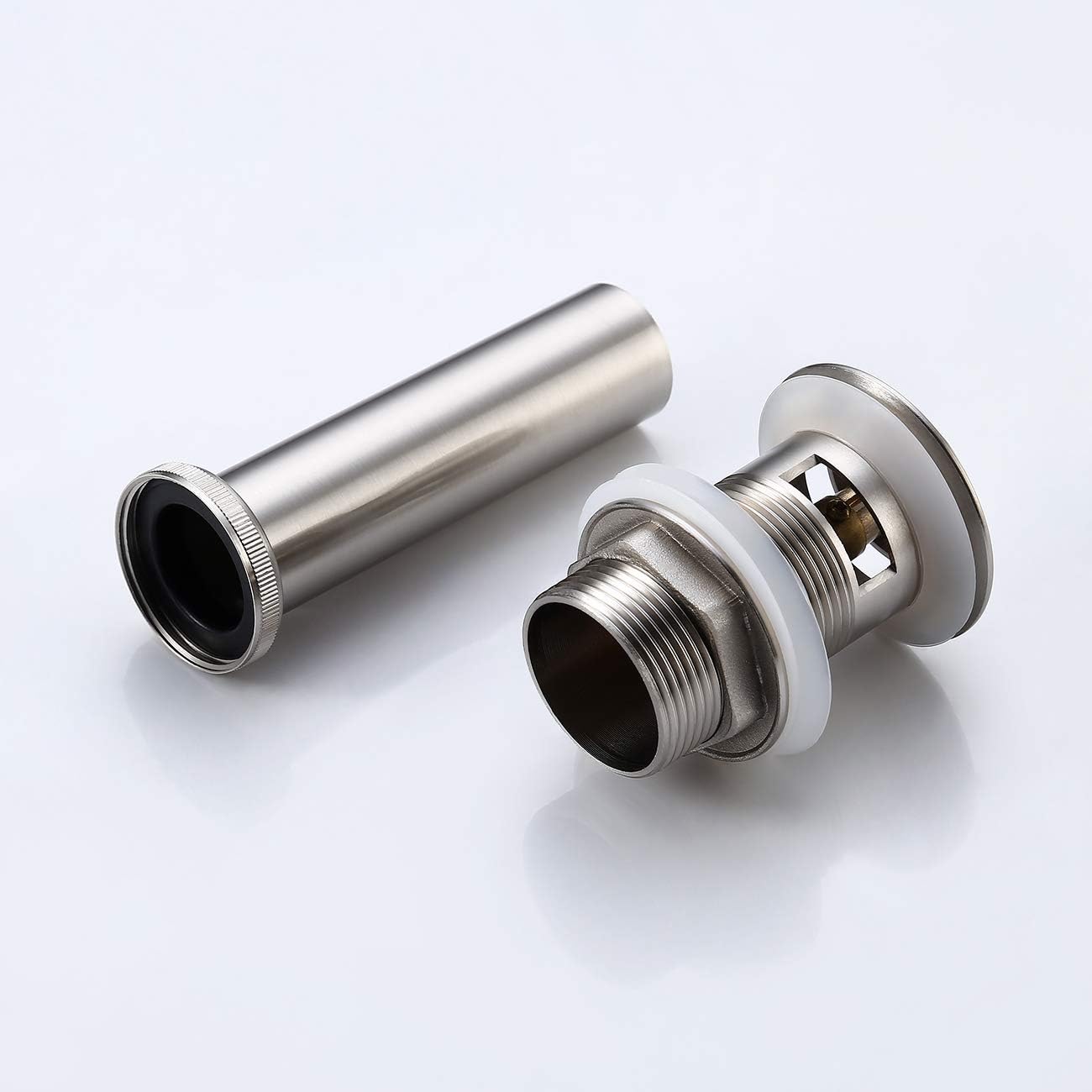 KES Bathroom Sink Drain with Overflow Vessel Sink Lavatory Vanity Pop Up Drain Stopper Brushed Nickel, S2007A-BN