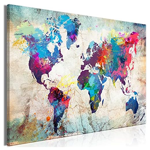 murando Cuadro Mega XXXL Mapa del mundo 165x110 cm Cuadro en Lienzo en Tamano XXL Grande Gigante Imagen Para Montar por uno Mismo Decoración De Pared DIY Continentes marrón k-A-0179-ak-b