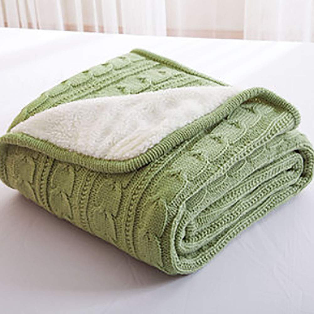 Plaid tricoté vert 120x180cm couverture chaude en toison douce pour canapé