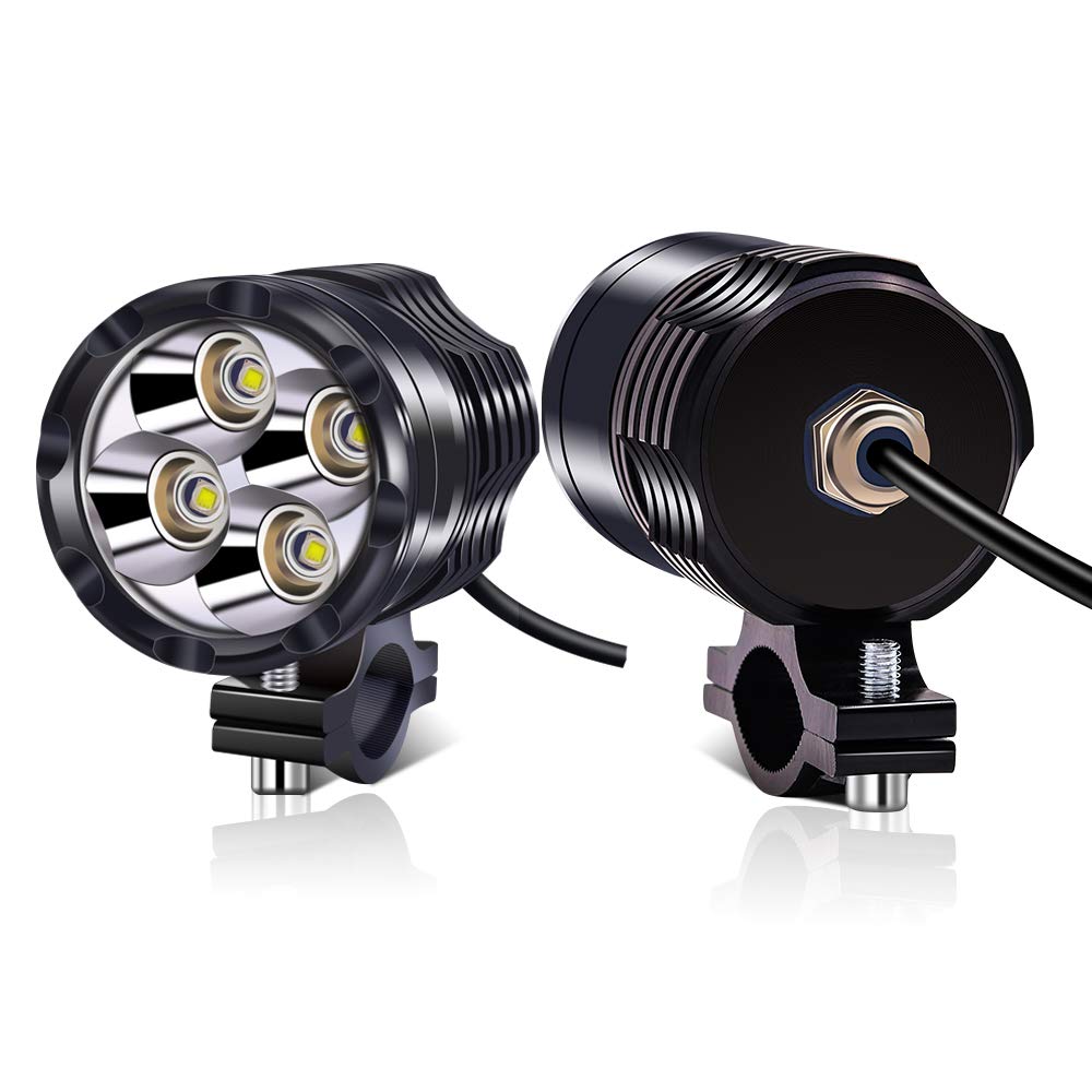 2PCS Fari Fendinebbia a LED per Moto Con Interruttore Impermeabile, Luci Ausiliarie Universali Bianche DRL 12V 24V per ATV SUV Camion Barca Quad Scooter Auto Bici