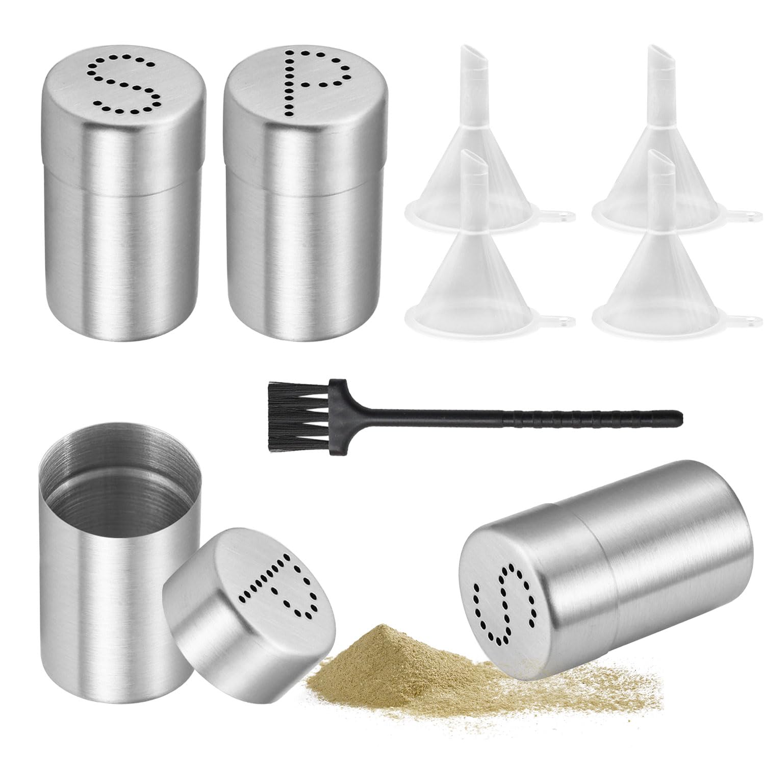 4 Pièces Saliere et Poivriere de Table Salieres et Poivrieres Saliere Salière Salières et Poivrières Assaisonnement Acier Inoxydable Peut pour Barbecue Pique-Nique Restaurant Cuisine Table à Manger