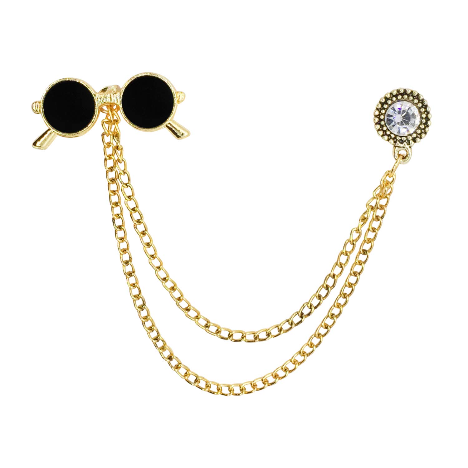 fure Double Chain Spectacular Sunglasses Brooch (Antique Golden) for Men-picture-44