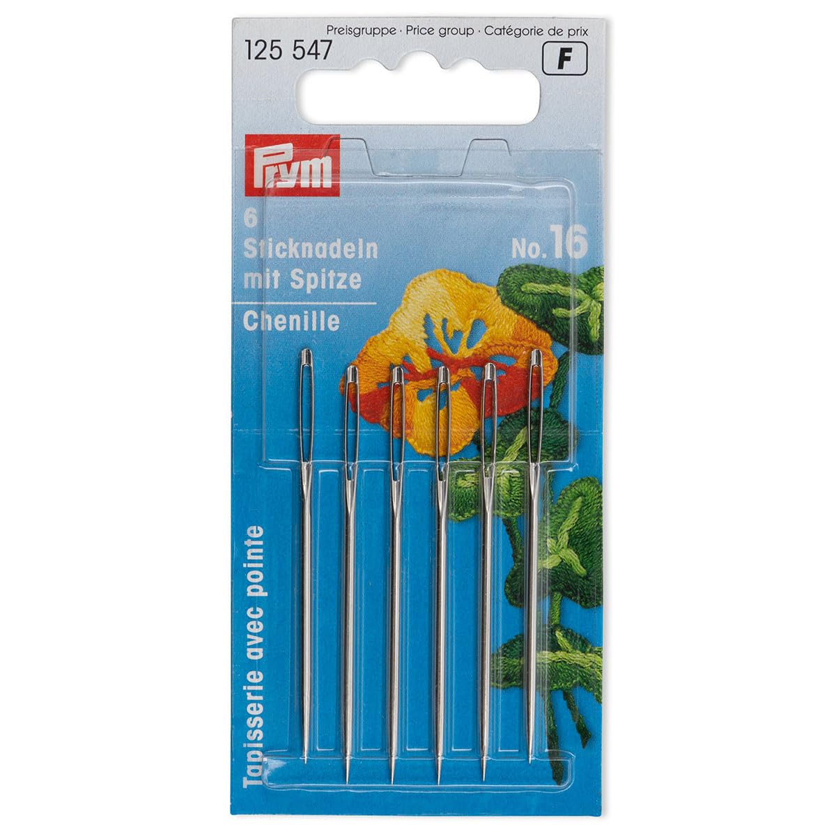 Prym Chenille Sharp Point Needles No. 16, Silver/Gold