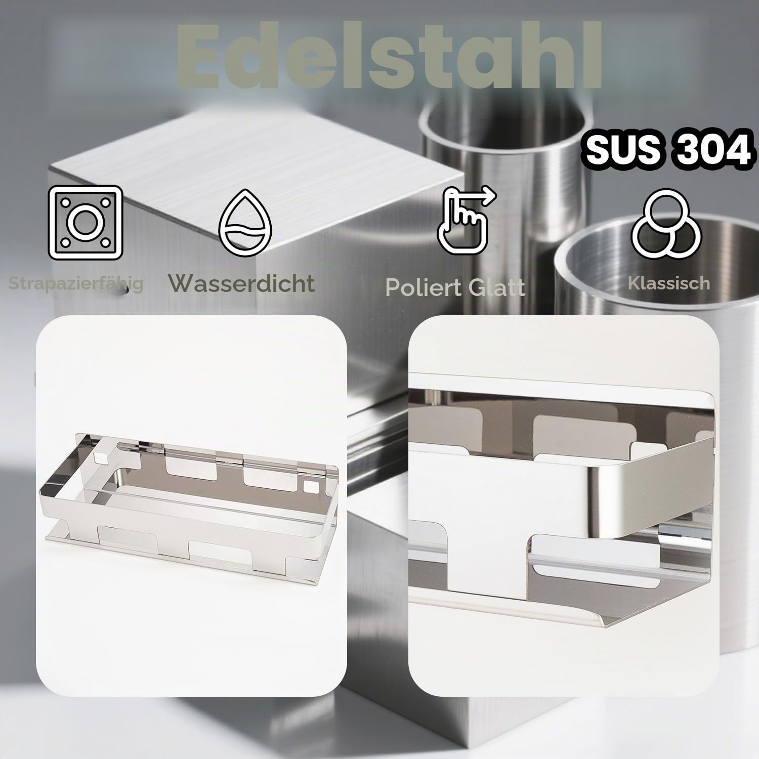 30CM Bohren 304 Edelstahl Badezimmer Duschregal Chrom Rostfrei Badezimmer Aufbewahrung für Seife Shampoo Duschregal Wand Aufbewahrung für Küche