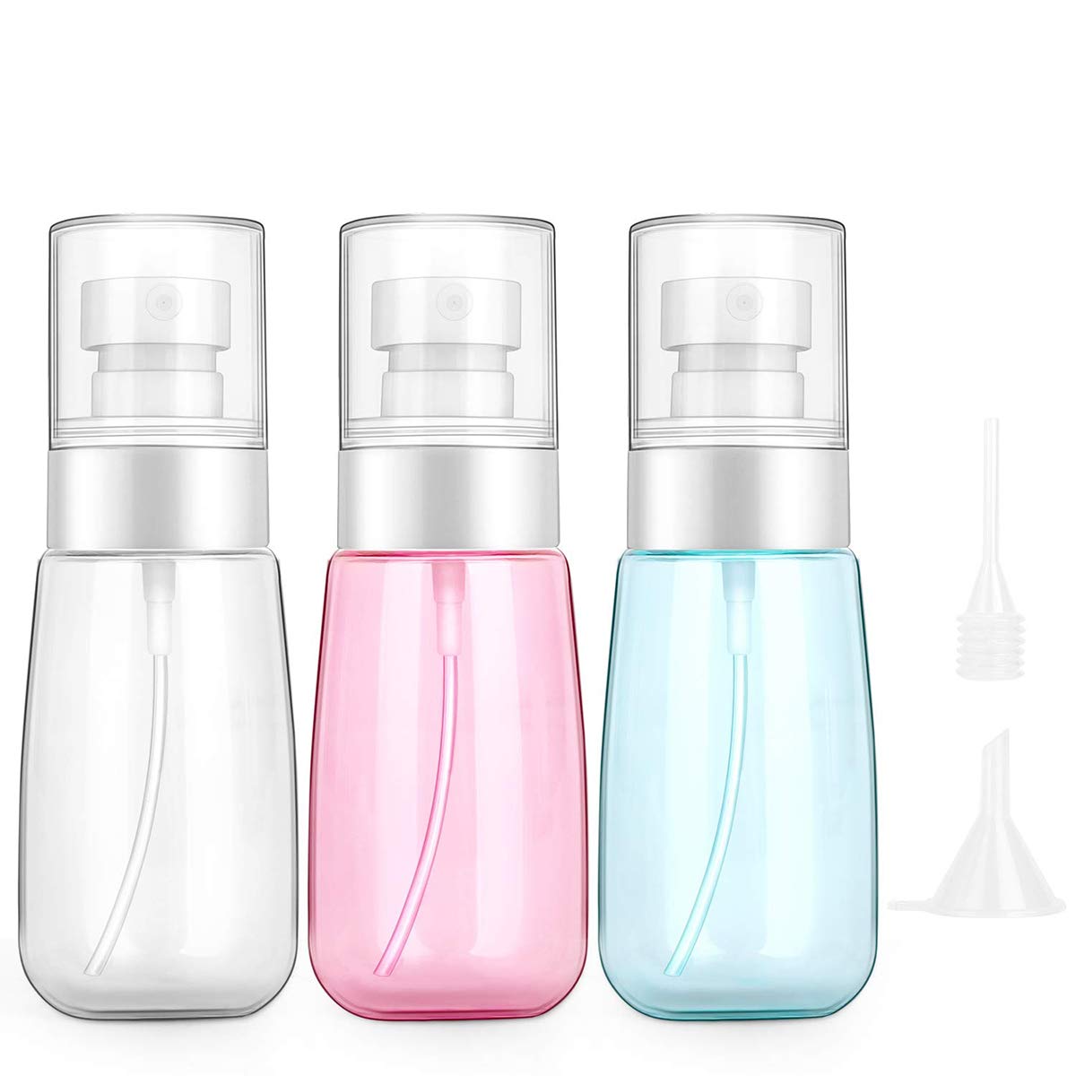 DELFINO Spray Bottles 3 Pack 2oz Small Spray Bottle, Empty Spray Bottles, Plastic Spray Bottle, Travel Size Bottles for Cleaning Solutions, Perfume, Essential Oils, Refillable Mister Spray Bottle