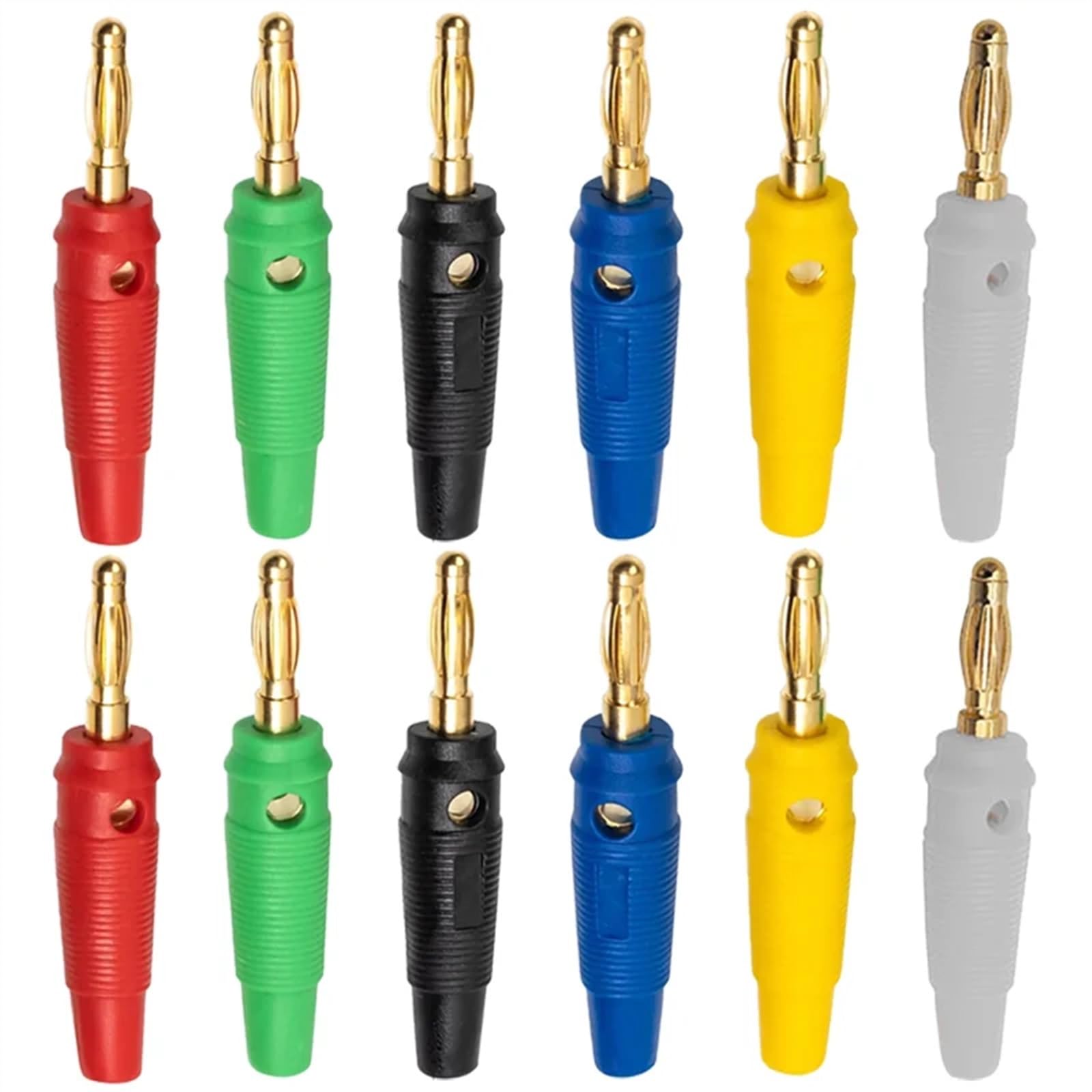 20 pièces 4mm fiches Banane Pur cuivre plaqué Or câble de Haut-Parleur Musical Broche de Fil connecteurs de fiche Banane(Yellow 20Pcs)